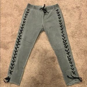 Pam & Gela Grey Lace Up Sweats size M